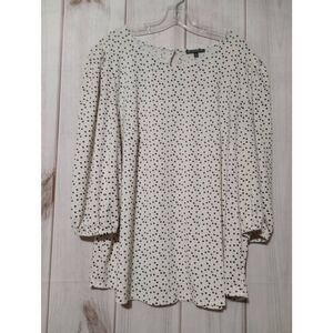 Adrianna Papell Shirt Ladies 1x Ivory Black‎ Heart Light Weight Flowy